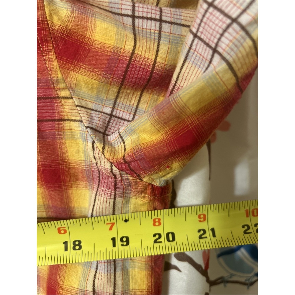 Larry Mahan Western Shirt Mens Medium Pearl Snap Plaid Sunset Cowboy Collection - Picture 15 of 15